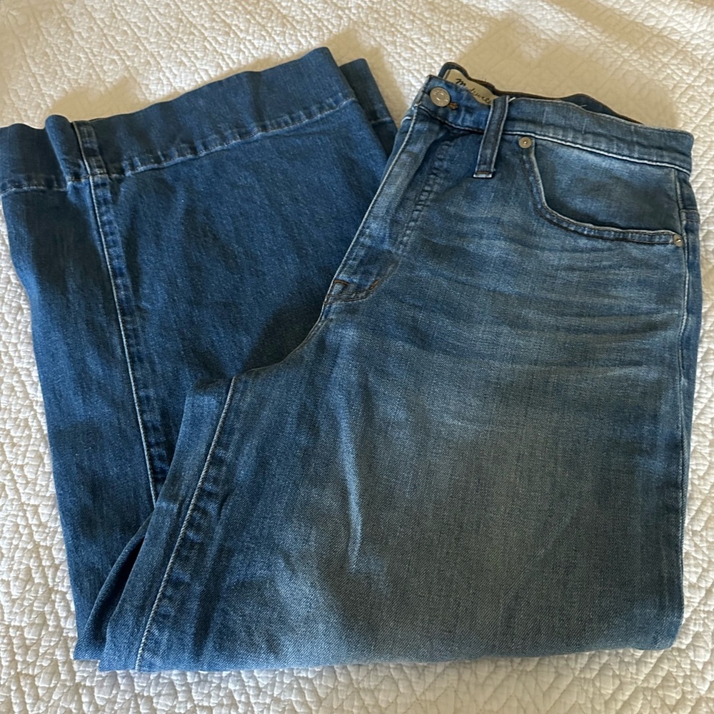 Madewell Wide-Leg Cropped Jeans 👖 Medium Wash Size 30